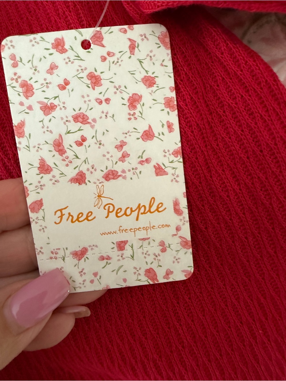 NWT Free People Rainbow Dreams oversized sleeve top in red  Size M - Picture 6 of 7